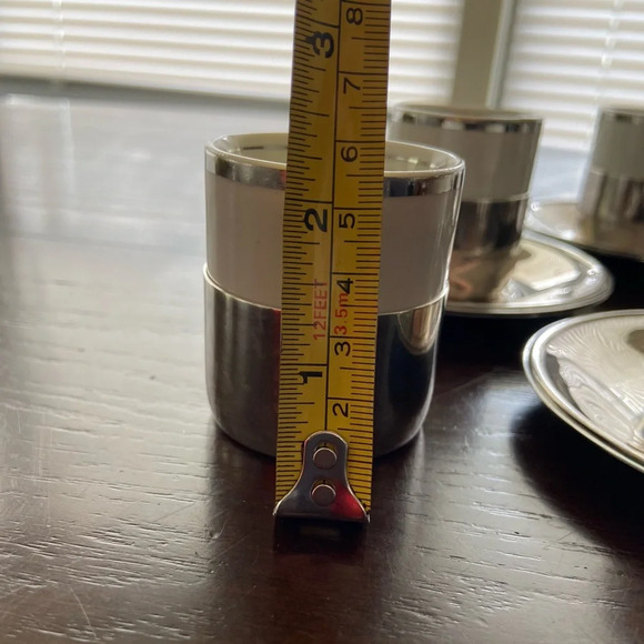 Brazil espresso demitasse set of 6 cups & 4 silver plated saucers MCM Style - Picture 10 of 12